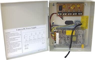 4 OUTPUT- 5amp 12v Metal Boxed CCTV Power Supply