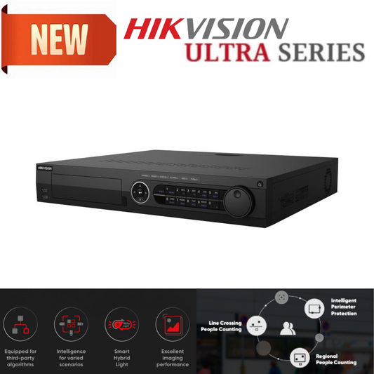 8MP Lite Hikvision iDS-7316HUHI-M4-S Ultra Series AcuSense 16-Channel 5MP 1.5U H2.65 DVR, 4HDD