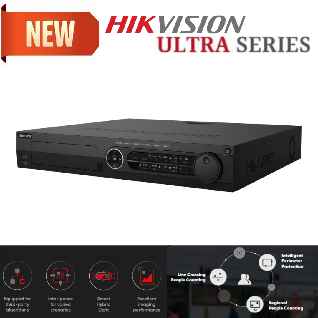 Hikvision iDS-7316HQHI-M4/S Ultra Series AcuSense 16-Channel 1080p 1.5U H.265 DVR, 4HDD