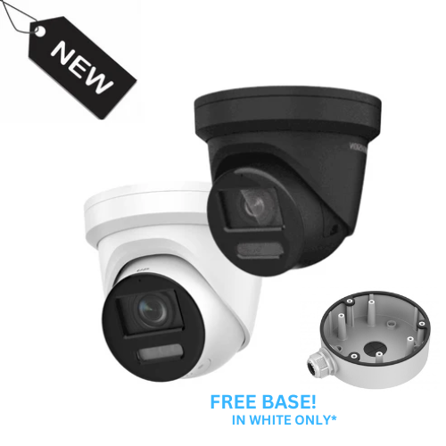 8 MP Hikvision DS-2CD2387G2-LSU/SL Colorvu Strobe Light 2 Way Talk Camera -White+Black - Free Deep Base