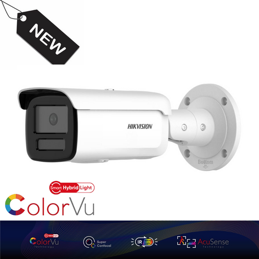 4MP Hikvision DS-2CD2T47G2H-LI (eF) Smart Hybrid Light with ColorVu IP Bullet Camera - 2.8MM+4MM - New