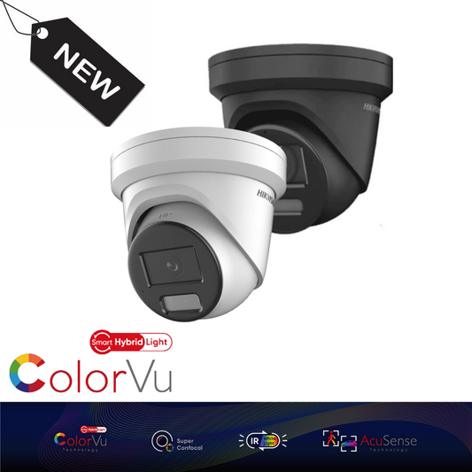 Hikvision DS-2CD2387G2H-LIU 8MP 4K Hybrid ColorVu and IR Acusense Turret Camera 4MM+2.8mm - WHITE+BLACK New