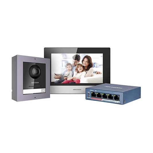 DS-KIS602 Video Intercom IP POE Bundle Indoor Station + Outdoor Station + 4 Port POE Switch