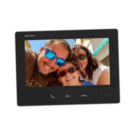 Hikvision DS-KH7300EY-WTE2 7" IPS Touch Screen 2-Wire Indoor Station with 3-Touch Buttons (Black)