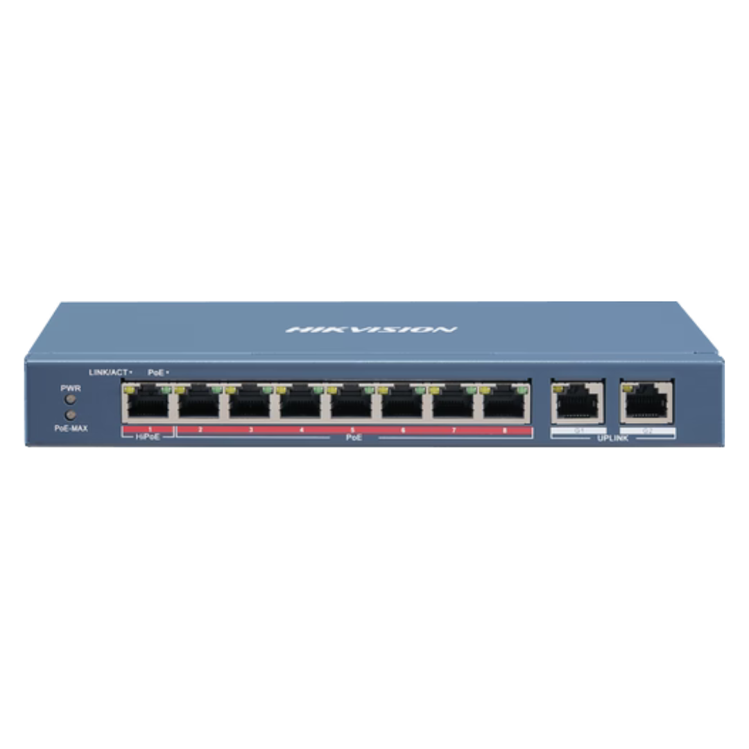 8 Port DS-3E0310HP-E 100 Mbps Long-Range Unmanaged PoE Switch with 2 Uplinks