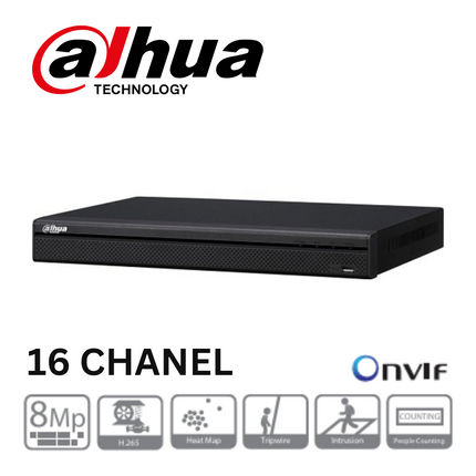 Dahua NVR4216-16P-4KS2 16-Channel 1U Network Video Recorder with 16 PoE Ports & Dual HDD Support
