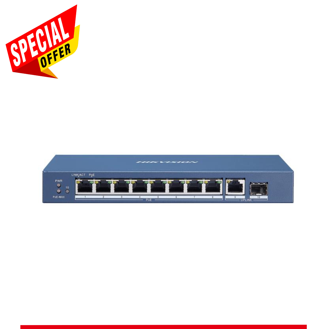 Hikvision DS-3E0510P-E Pro Series, 8-Port Gigabit Unmanaged POE Switch (Offer)