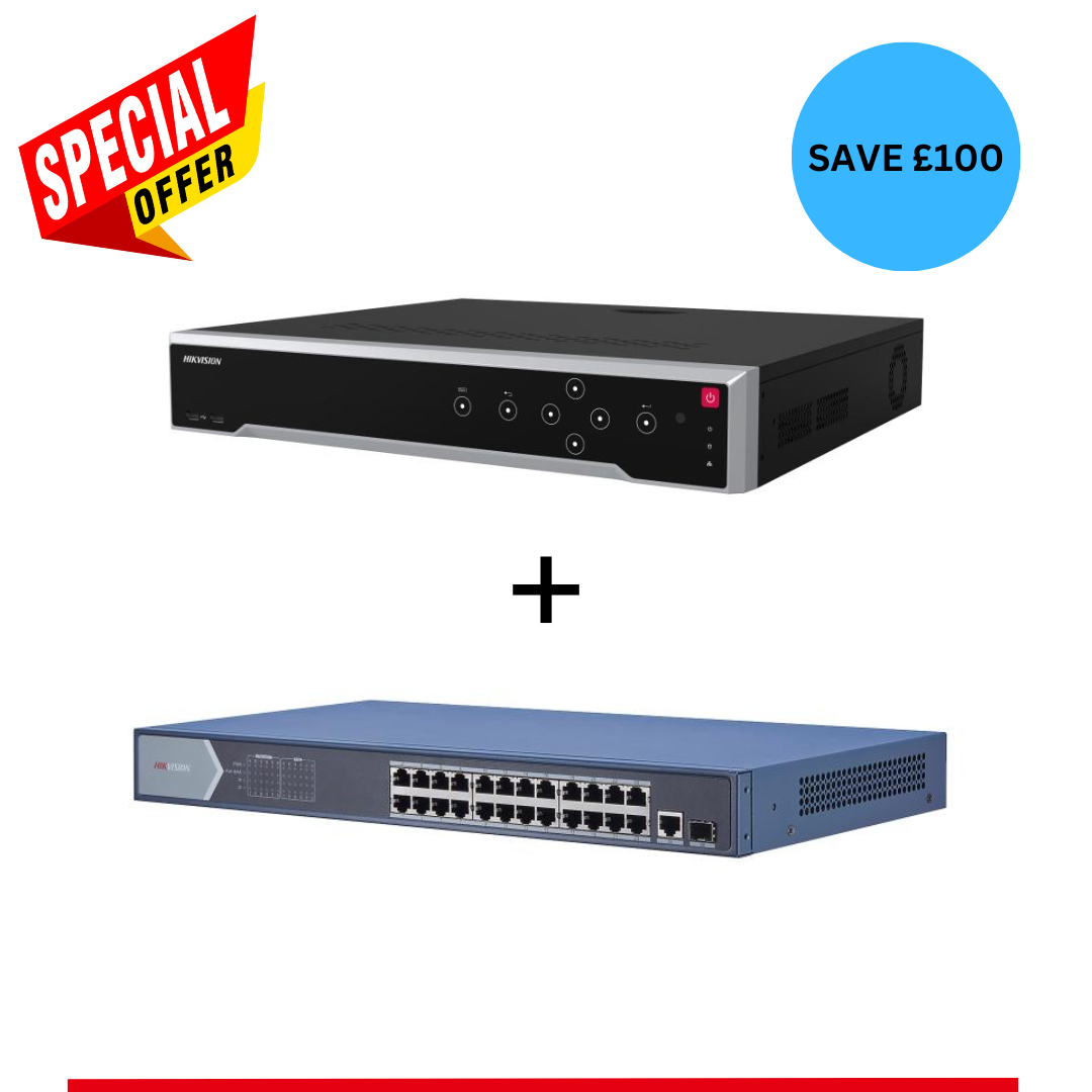 Hikvision 32 Channel NVR + 24 Port Gigabit Unmanaged POE Switch Bundle Deal (Offer)