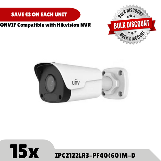 Bulk Order Savings - 2MP UNV IPC2122LR3-PF40(60)M-D Mini Fixed Bullet Network Camera (Offer)