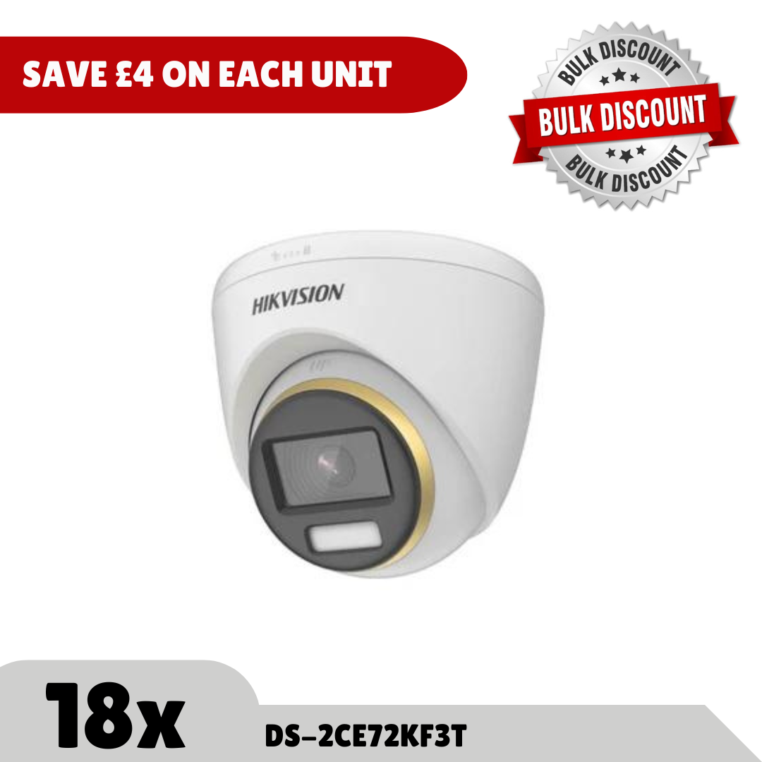 Bulk Order Saving - 18x 3K Hikvision DS-2CE72KF3T- 3K ColorVu Fixed Lens Turret Camera - 2.8MM (Offer)