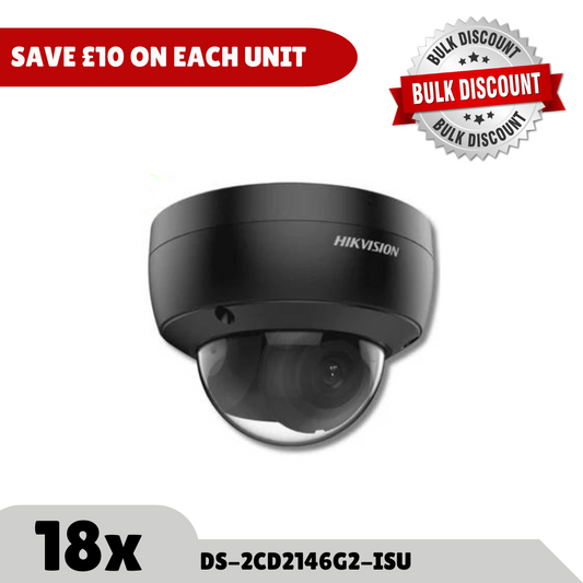 Bulk Order Saving - 18x 4MP Hikvision DS-2CD2146G2-ISU(2.8mm)/B(C) AcuSense Fixed Dome Network Camera - BLACK (Offer)