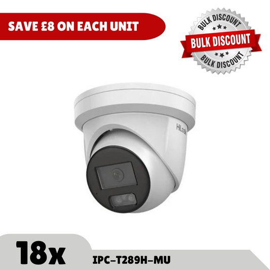 Bulk Order Saving - 18x HiLook IPC-T289H-MU 8MP 4K ColorVu Turret with Mic - 2.8mm