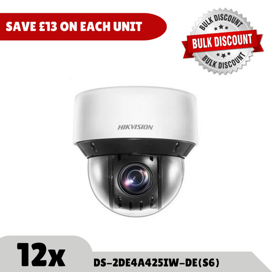 Bulk Order Saving - 12x 4MP Hikvision DS-2DE4A425IW-DE(S6) 25x Zoom Network IR PTZ Camera (Offer)