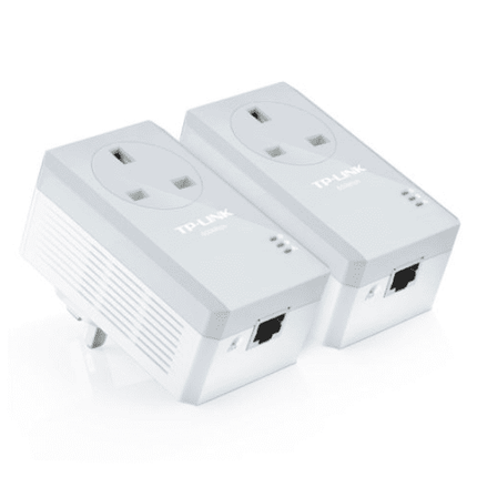 AV600 TP-LINK (TL-PA4010P KIT V4) 10/100 Powerline Adapter Kit, 1-Port, AC Pass Through