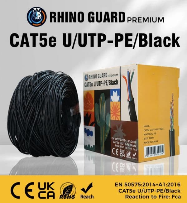 Rhino Guard CAT5E U/UTP-PE/BLACK 305M Black CAT5e UTP Cable (Offer)