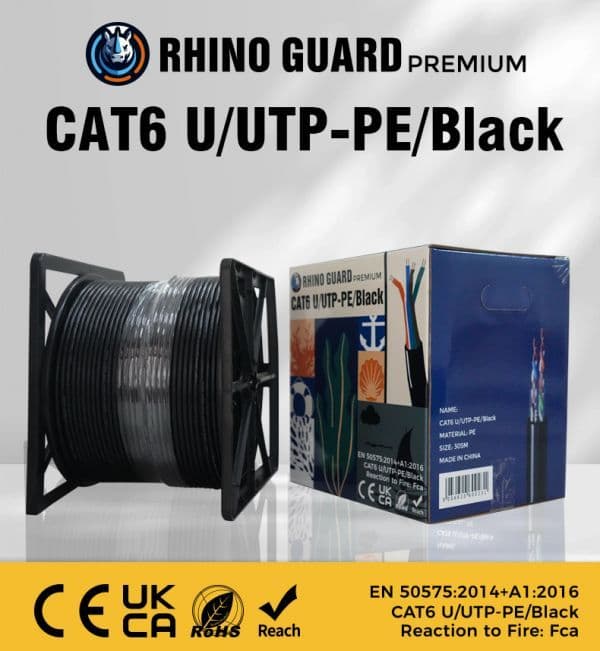 Rhino Guard CAT6 U/UTP-PE/BLACK 305M Black CAT6 UTP Cable (Offer)